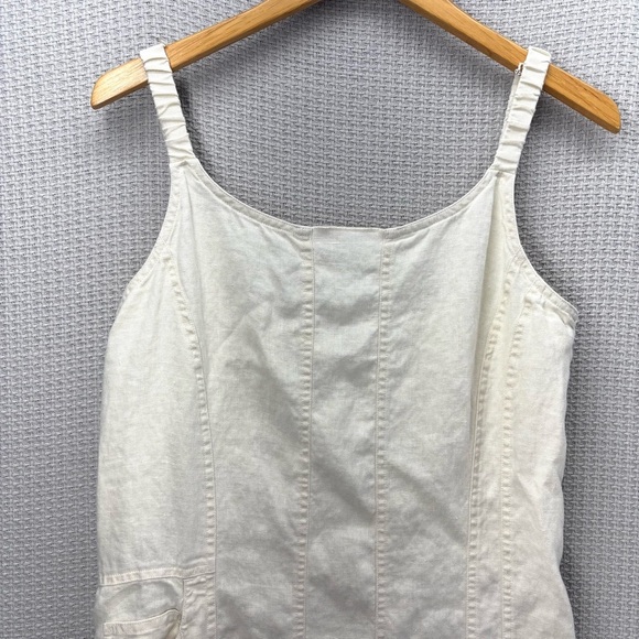 J. Jill 100% Linen Cream Maxi Dress Size 12- Lined Summer Wedding Sleeveless - Picture 2 of 8